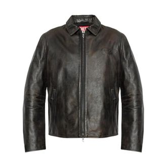 Diesel Calf Leather Jacket - Heren - Leren en Su&egrave;de Jassen - Bruin - XL - Leer - Jassen