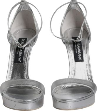 Dolce & Gabbana Silver Leather Platform Keira Sandals Womens Shoes (Pre-Owned)