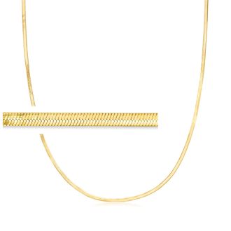 Ross-Simons Italian 2mm 18kt Gold Over Sterling Herringbone Chain Necklace