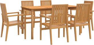 vidaXL Juego De Comedor De Jard&iacute;n 7 Piezas Madera Maciza De Teca Vidaxl
