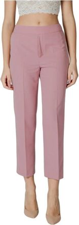 Liu Jo Broeken, Dames, Roze, XS, Roze Geruite Cropped Broek