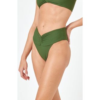 L*Space Bardot Ribbed Bikini Bottoms in Jungle at Nordstrom Rack, Size Small