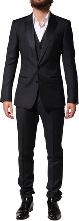 Dolce & Gabbana Black Wool Single Breasted 3 Piece Men Mens Suit