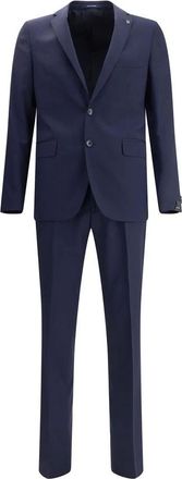 Tagliatore Virgin Wool Bruce Suit with Notched Lapels and Flap Welt Pockets - male - Tagliatore - Single Breasted Suits - Blue - L - Suits