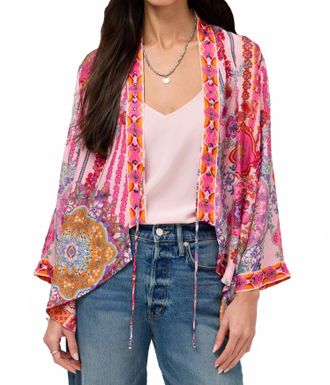 Johnny Was Neli Short Studded Kimono In Tami Scarf