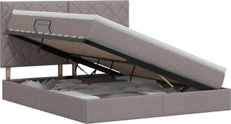 vidaXL Cama Con Almacenamiento Y Colch&oacute;n Topo 140 X 200 Cm Tela Vidaxl