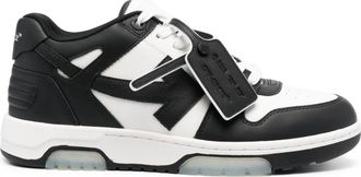 Off-white Low-Top Leather Sneakers with Distinctive Arrow Detailing