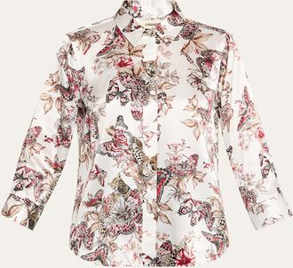L'agence Dani Silk Button-Front Blouse