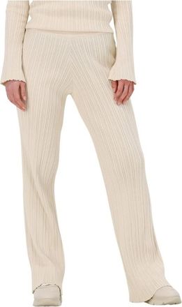 Another Label Gebreide Flared Broek Aurelie - Dames - Straight fit broeken - Beige - L - Polyester - Broeken