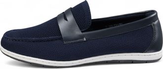 Infinity Leather Heren Marineblauwe ademende loafers, lichtgewicht instappers