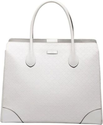 Gucci Pre-owned Handbags, female, White, Size: ONE SIZE Pre-owned Structured Tote Bag