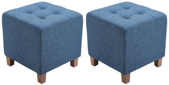 Clp Clp - Set De 2 Taburetes Puff Pharao En Tela Azul