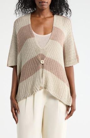 Forgotten Grace Buttoned V-Neck Tunic Top in Beige/Brown/Gold at Nordstrom Rack, Size X-Large