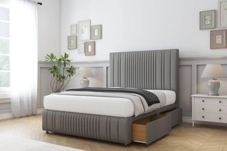 Sloomy Kingsley Dumfries Divan Set 2 Drawers-26 Headboard-Footboard in Light Grey | Size: Single