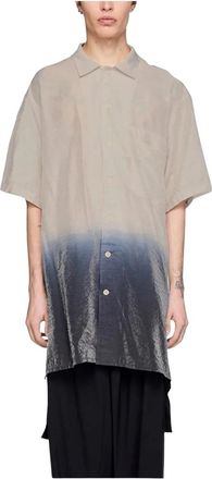 Yohji Yamamoto Dip Dye Short Sleeve Long Shirt - Dames - Overhemden - Grijs - XS - Overhemden
