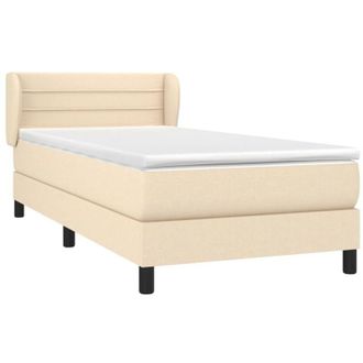 vidaXL Cama Box Spring Con Colch&oacute;n Tela Color Crema 90x200 Cm Vidaxl