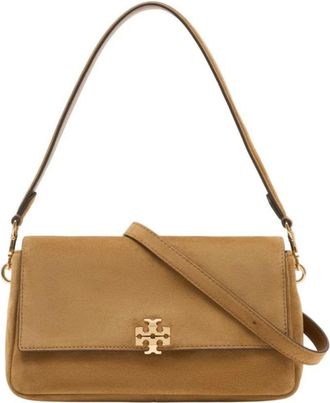 Tory Burch Tassen, Dames, Bruin, ONE Size, Su&egrave;de, Kira Chevron Suede Schoudertas