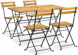 vidaXL Set De Comedor De Jard&iacute;n Plegable 5 Pzas Madera Maciza Acacia Vidaxl