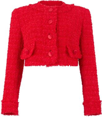 Dolce & Gabbana Korte Tweed Jas - Dames - Blazers - Rood - S - Tweed - Jassen