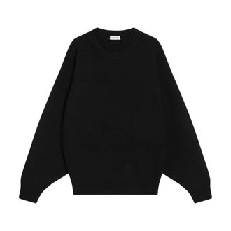 Fear of God Round-neck Knitwear, male, Black, Size: XS Wool Rib Crewneck Sweater