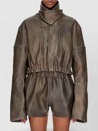 Rick Owens leather collared bomber jacket