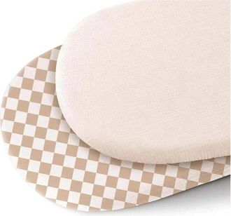 OEM 2 Piezas - S&aacute;bana Bajera De Muselina Para Cuna - Colch&oacute;n Para Cochecito - Cuadros Y Crema - 80x40 Cm - Funda Para Cambiador