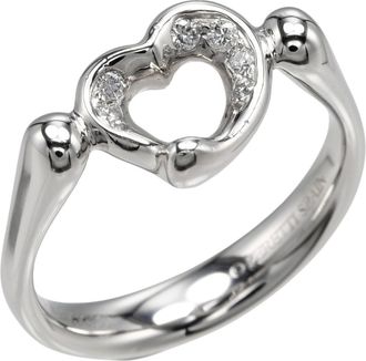 Tiffany & Co. Open Heart Silver Platinum 950 Band Ring (Pre-Owned)