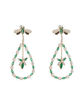 Eyecandy LA Eye Candy La Luxe Collection Cz Green Bee Drop Earrings