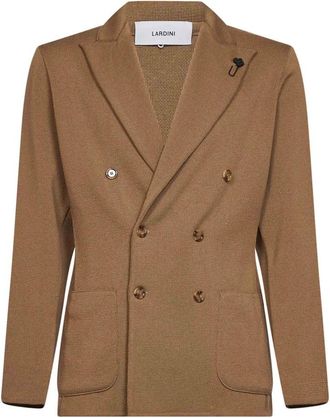 Lardini Dubbelrijige wollen jas - Heren - Blazers - Bruin - XL - Wol - Jassen
