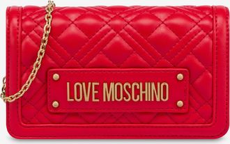 Love Moschino Chain wallet trapuntata Lettering Logo - Rosso