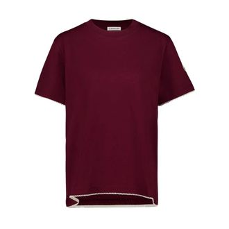Moncler Tops, Dames, Rood, L, Katoen, Trim T-Shirt