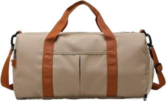 Generic Compatible For Large capacity travel bag, dry wet separation, fitness yoga - sports, weekend vacations, and leisure use(Khaki)