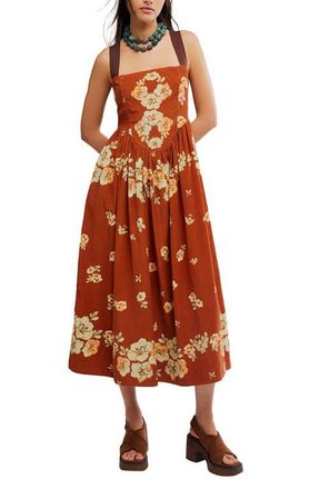 Free People Until Dawn Floral Midi Sundress in Cinnamon Combo at Nordstrom, Size X-Small