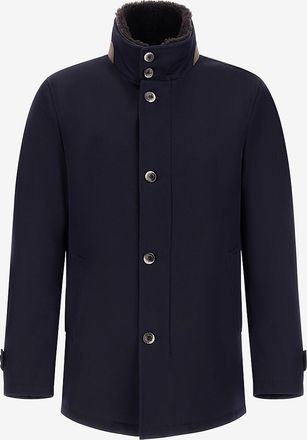 Herno Woll-Kurzmantel mit Shearling-gef&uuml;ttertem Kragen