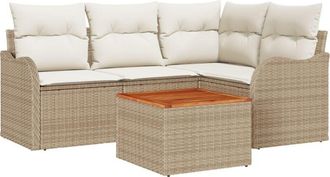 vidaXL Garden Sofa Set 5 pcs Beige and white vidaXL