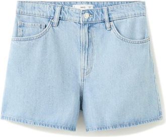 Mango High Waist Straight Fit Denim Shorts in Light Blue at Nordstrom, Size 14