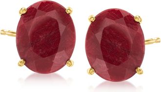 Ross-Simons Ruby Earrings in 18kt Gold Over Sterling