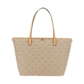 Tory Burch T Monogram Zip Tote - female - Tory Burch - Shopping Bags - Beige - ONE SIZE - Bags