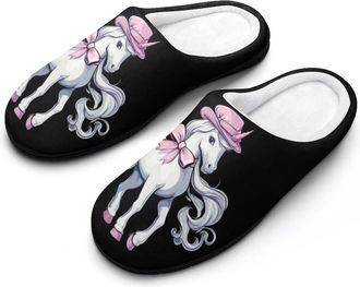Generic Funny Horse Womens Slippers Warm House Slippers Indoor House Shoes with Anti-Skid Rubber Sole