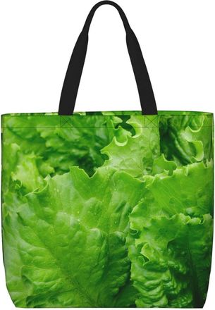 Generic Women Handbag Green Lettuce Pattern Travel Tote Bag Large Capacity Waterproof Ladies Purse, For Swim, Graduation, Gym, Daily, Birthday