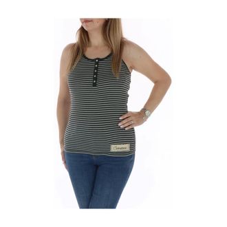 Converse Sleeveless Tops, female, Multicolor, Size: S Striped Tank Top Sleeveless Button Placket