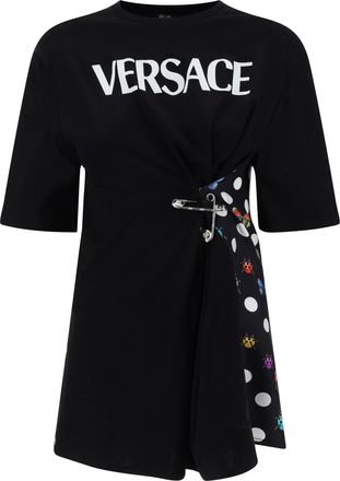 Versace Butterflies Print And Safety Pin Logo T-shirt