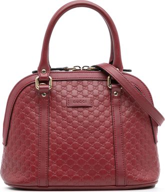 Gucci Pre-owned Womens Micro Guccissima Boston Bag - Dark Red Leather - One Size