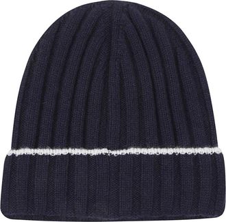Brunello Cucinelli Ribbed Cashmere Beanie - unisex - Hoeden - Blauw - XL - Kasjmier - Accessoires