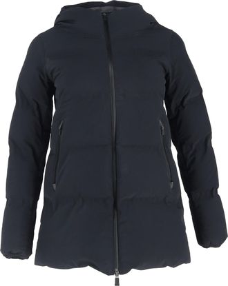 Herno Zipped Hooded Down Jacket in Black Polyurethane