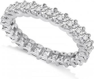Allurez Asscher-Cut Diamond Eternity Wedding Band Ring 14k White Gold (2.60ct)