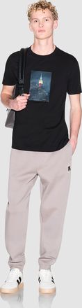 A|X Armani Exchange Mens Graphic Print T-Shirt in Black Cotton - Size Medium
