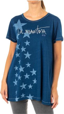La Martina T-shirt met korte mouwen en origineel ontwerp - Dames - T-shirts - Blauw - M - Katoen - Tops