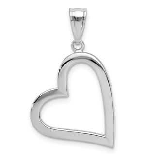 Diamond2Deal 14k White Gold Polished Hollow Heart Pendant
