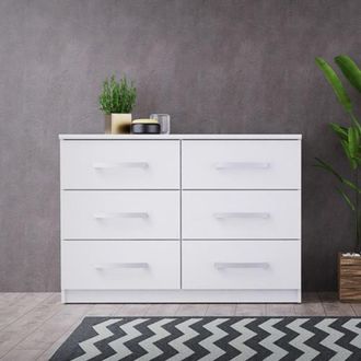 Dmora C&oacute;moda Laganaro, 6 Cajones, Apertura Y Cierre Deslizante, 112x43x79h Cm Blanco
